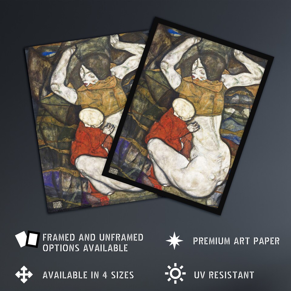 image 1 of Young Mother Nursery Painting Vintage Wall Art Print Schiele 24x32"