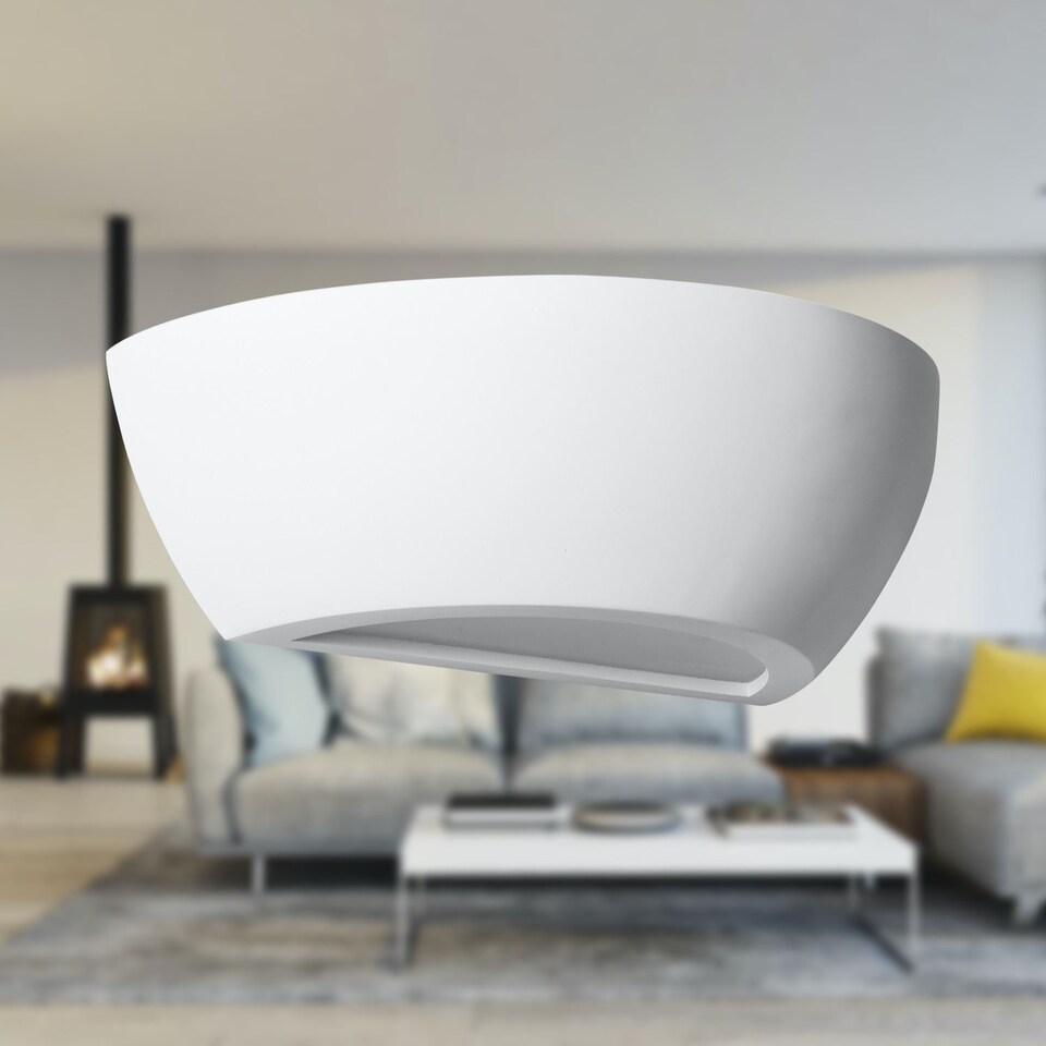 image 1 of Set of 2 Mazzaro - White E14 Plaster Wall Lights | White | 2