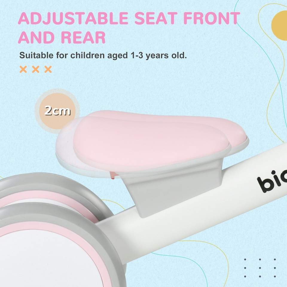 image 1 of AIYAPLAY Kids Balance Bike for 1-3 Years Old with Adjustable Seat, Pink