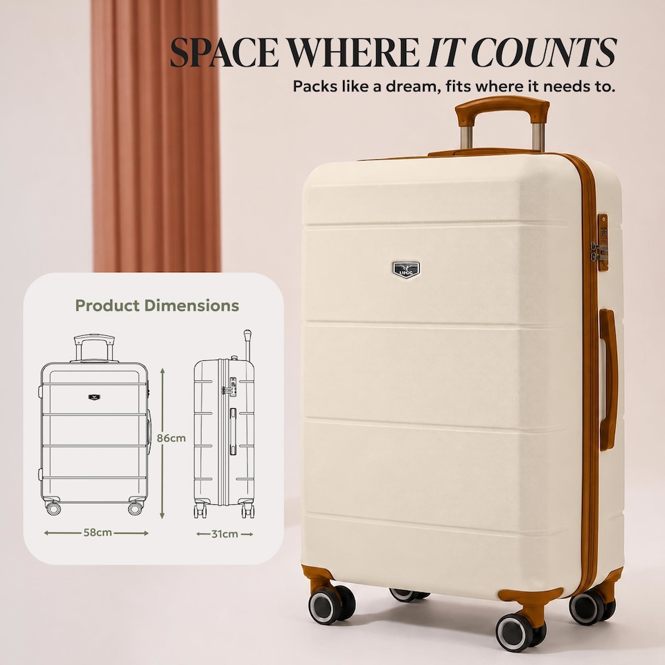 image 1 of Lugg Jetset Lightweight Hard Shell Suitcase ABS 4 Wheels TSA Lock (86x58x31cm)