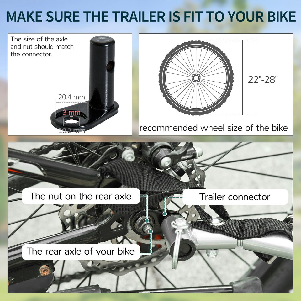 image 1 of HOMCOM Two-Wheel Bicycle Large Cargo Wagon Trailer with Folding Storage