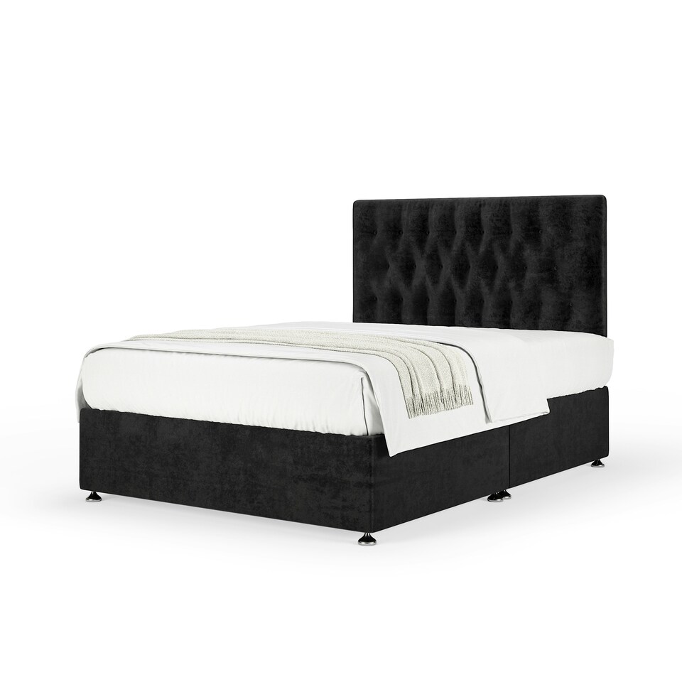 image 1 of Super Ortho Orthopaedic Black Naples Velvet Divan Set And Lona Headboard Small Single