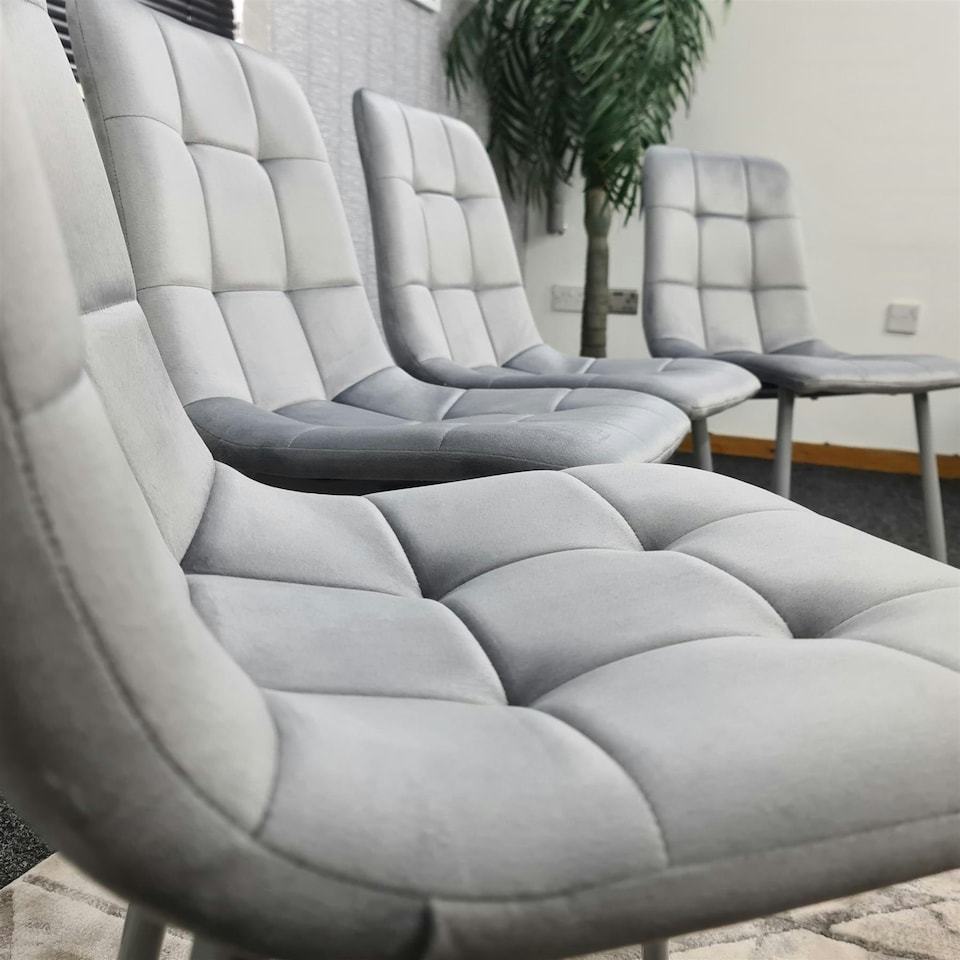 image 1 of Dining Chairs Set of 4 Grey Velvet Kitchen Chairs | Grey