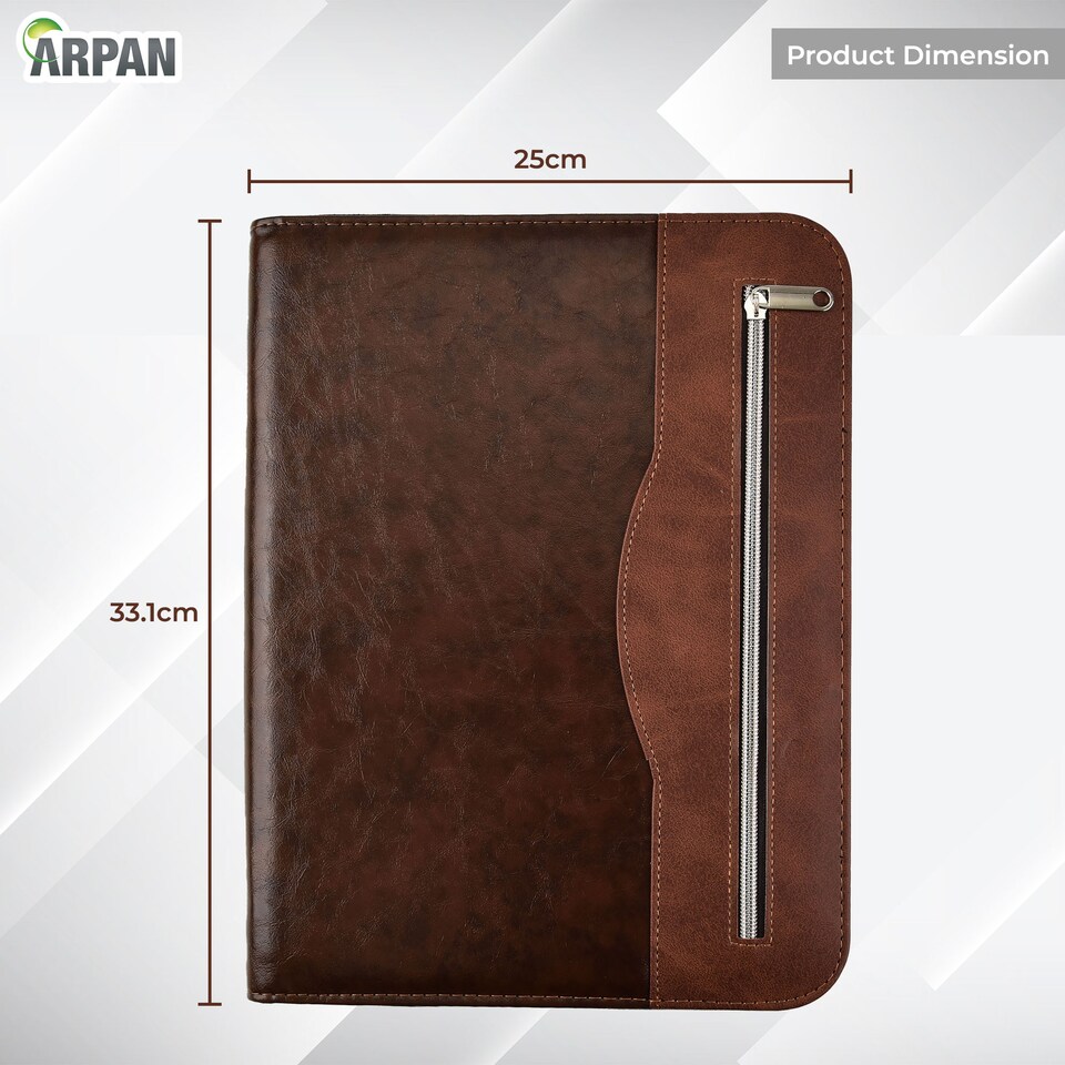 image 1 of A4 Zipped Conference Folder – Executive Portfolio with Calculator, Writing Pad, Pen Holder & Document Storage – Professional Faux Leather Business Organiser for Office, Meetings & Interviews