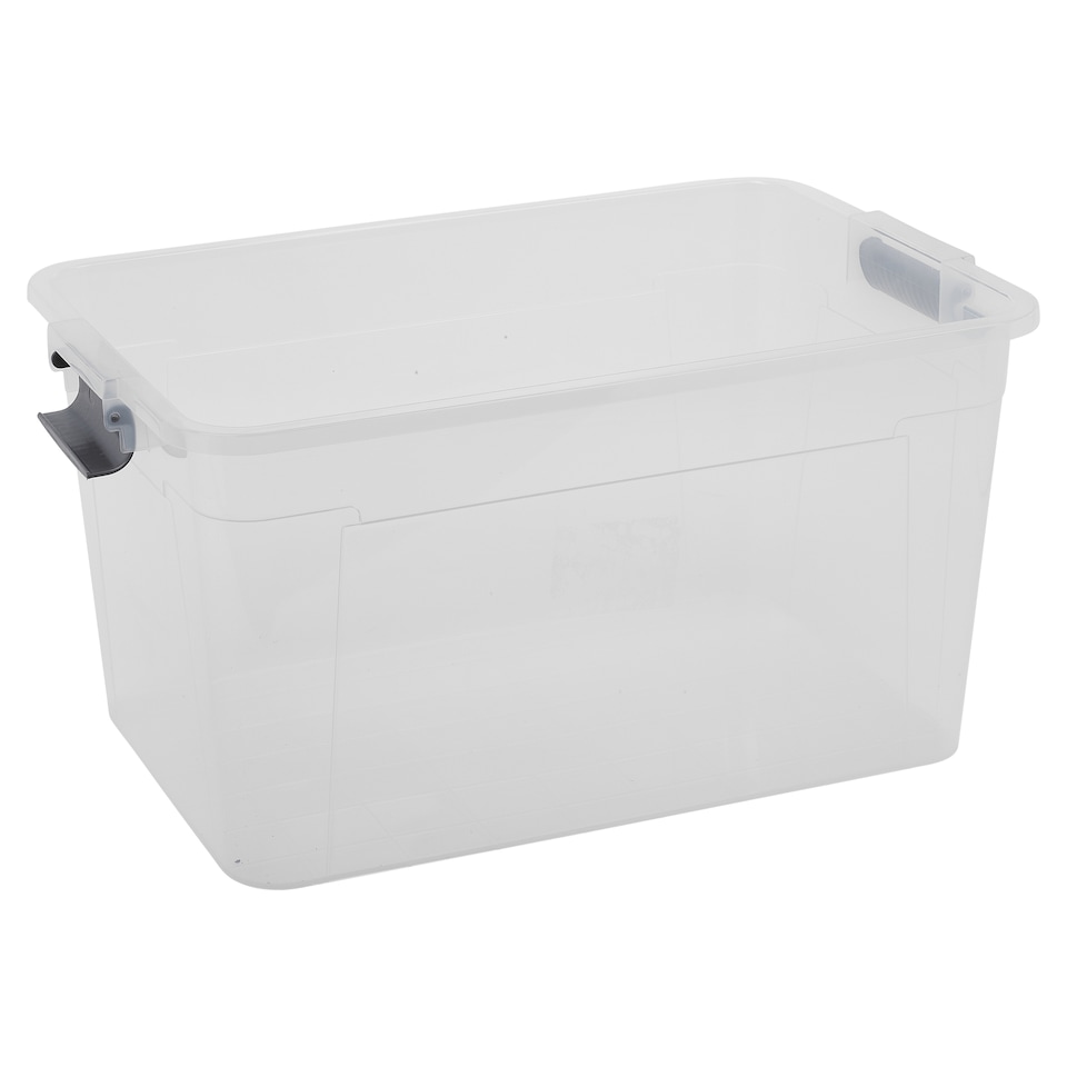 image 1 of URBNLIVING Clear Plastic Storage Box With Lid | Clear | 30 Litre - 4 Boxes