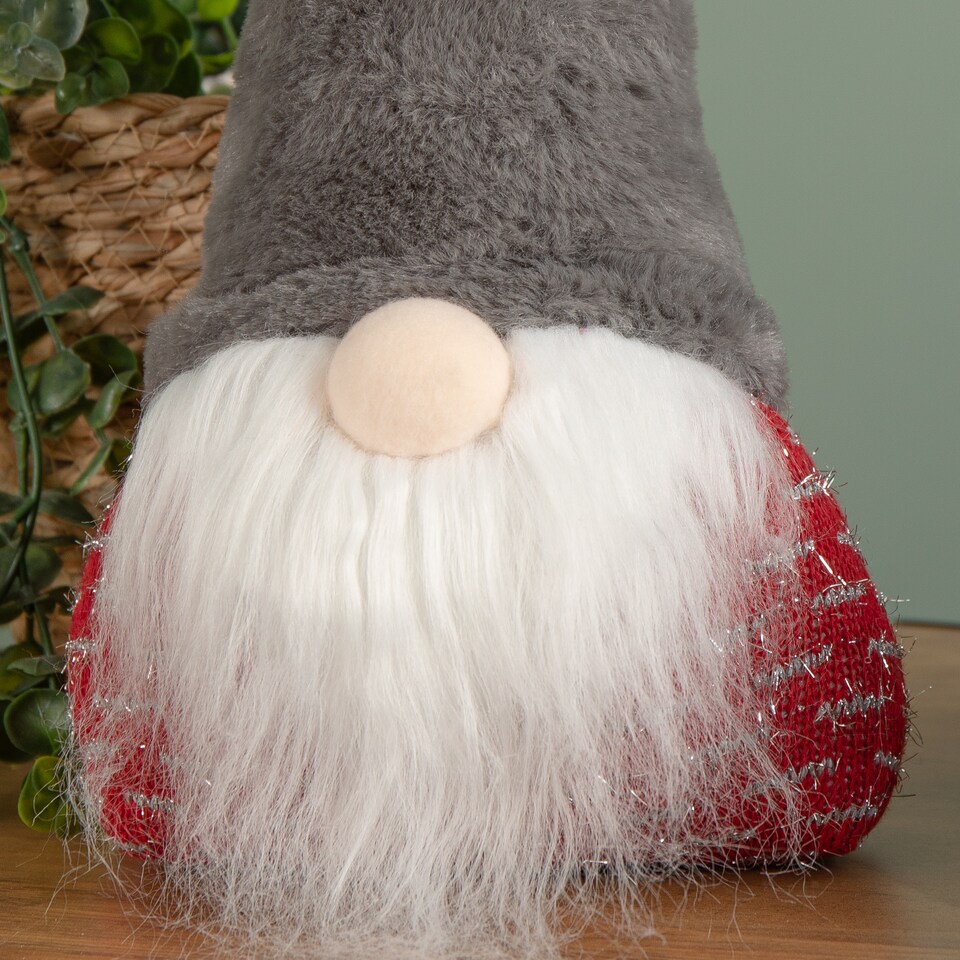 image 1 of 35cm Battery Operated Light up Christmas Gonk with Grey Hat & Red Body