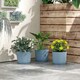 image 6 of Outsunny Set of 3 Round Plant Pots Outdoor 22cm for Garden Decoration, Blue 