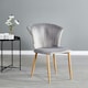 image 2 of Set of 2 Elsa Velvet Dining Chairs with Wooden Legs, Curved Back & Comfortable Seating | Grey