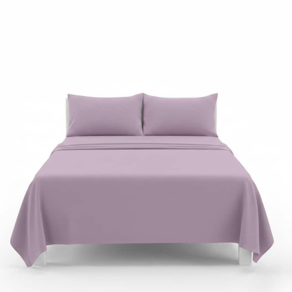 image 1 of Easy Care Flat Bed Sheet Polycotton Durable Low Maintenance Bedding | Purple | Lilac