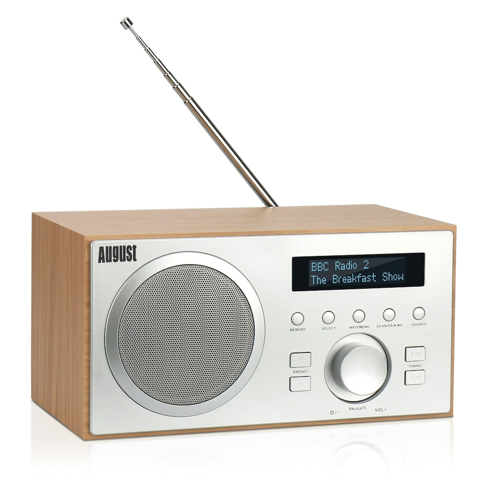 image 1 of Bluetooth Speaker with DAB/DAB+/FM Radio, Dual Alarm Clock, USB MP3 Playback & AUX-In – August MB420K