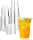 image 1 of ECONX 16oz Clear Plastic Smoothie Cups with Flat Lids Reusable for Smoothies, Juice, Milkshakes 50pk