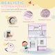 image 3 of HOMCOM Children Wooden Play Kitchen with Lights Sounds, Kids Kitchen Playset with Water dispenser, Microwave, Utensils, Sink, Storage, for Ages 3-6 Years - Pink
