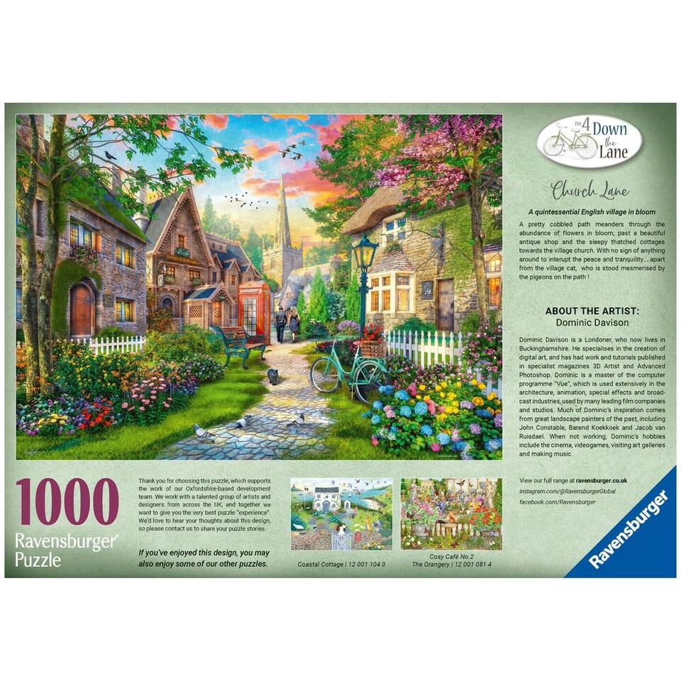 image 1 of Ravensburger Down the Lane No.4 Church Lane 1000 Piece Puzzle