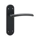 image 4 of Golden Grace 4 Pairs Victorian Indiana Design Long Rounded Backplate Internal Door Handle Matt Black with 2.5" Latch & Hinges - 182mm x 45mm