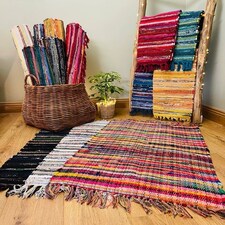 Festival Recycled Cotton Blend Rag Rug in Varied Colourways (FESTIVALBL60X90) Multi