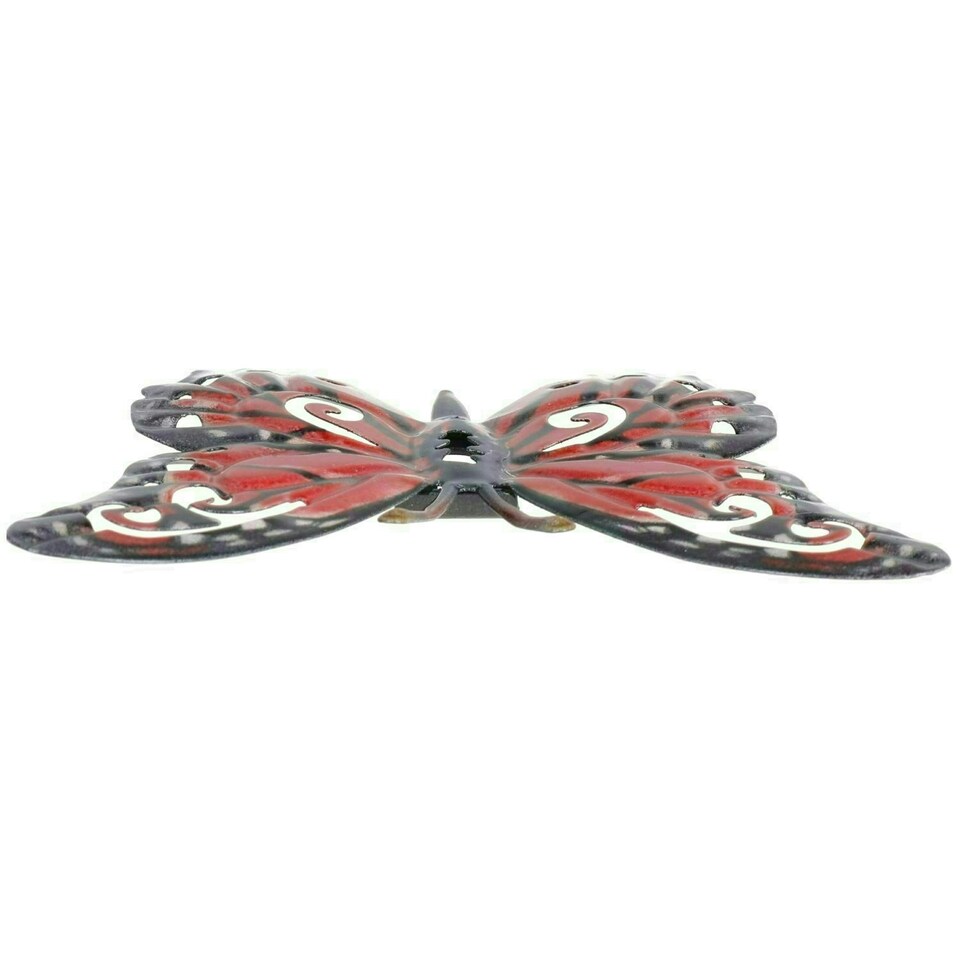 image 1 of Set of 4 Red Small Metal Butterflies Garden/Home Wall Art Ornament