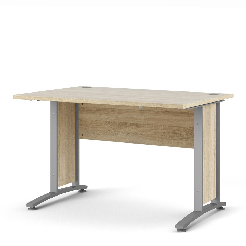 image 1 of Prima Desk 120cm in Oak with Silver Grey Steel Legs