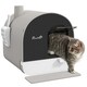image 6 of PawHut Cat Litter Box Kitten Litter Tray w/ Lid, Scoop, Filter, Flap Door, Grey