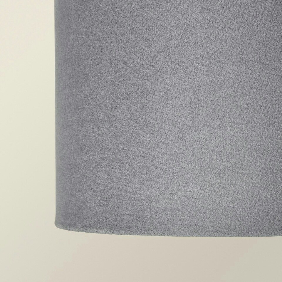 image 1 of ValueLights Reni Medium Grey Velvet Pendant Shade Grey
