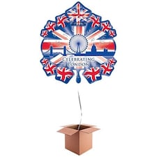 Great Britain Theme Starburst Skyline Helium Foil Giant Balloon - Inflated Balloon in a Box