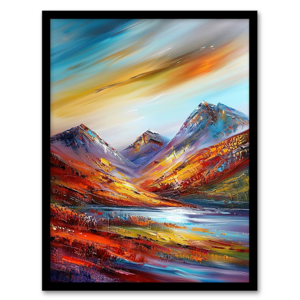image 1 of Cairngorms Heather Mountain Peak Hike Home Decor Black Framed Wall Art Print A4