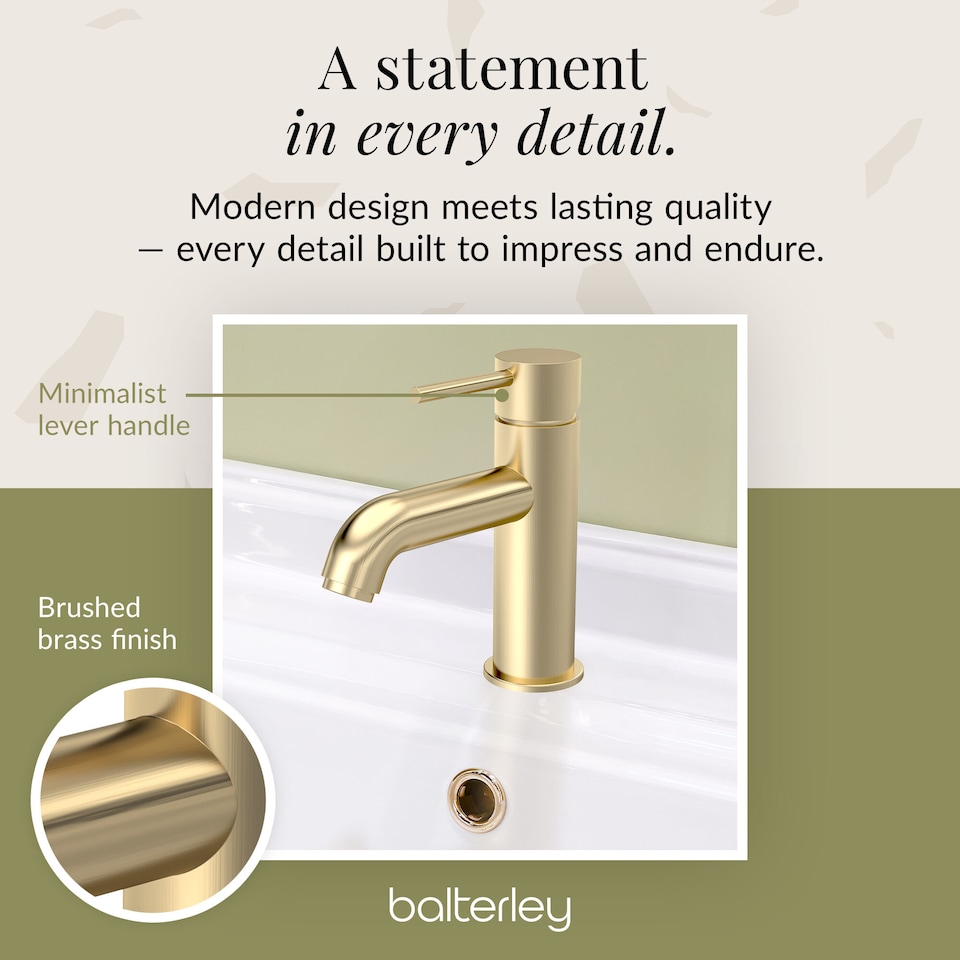 image 1 of Balterley Round Mono Basin Sink Mixer Tap & Push Button Waste - Balterley | Copper | Brushed Brass | 1