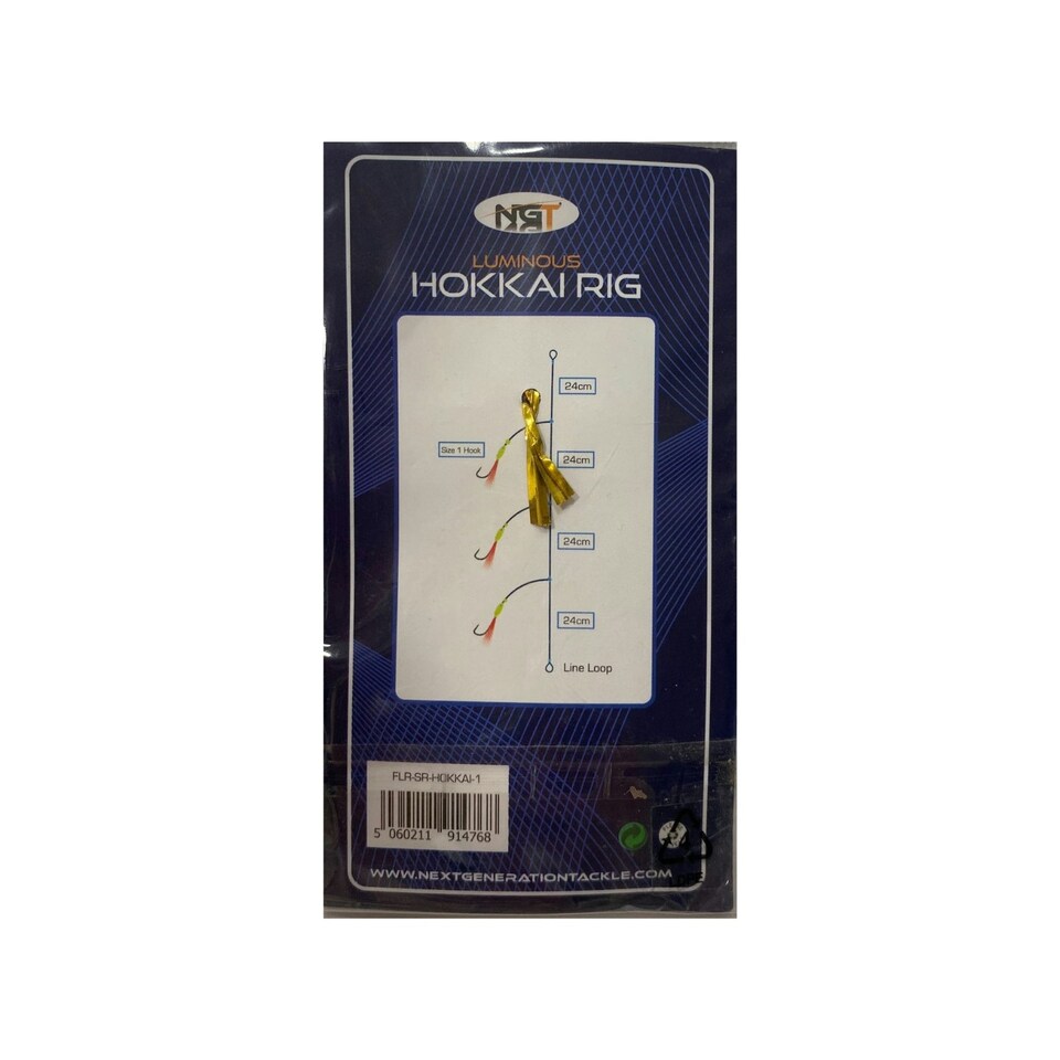 image 1 of NGT Luminous Hokkai Rig 3 Piece - 0.60mm Mainline 40lb 1/0 Hook