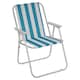 image 3 of Garden Table & Folding Deck Chairs Set 2 4 Seater Outdoor Patio Dining Furniture | White | Table + 4 White & Blue Stripes Chairs