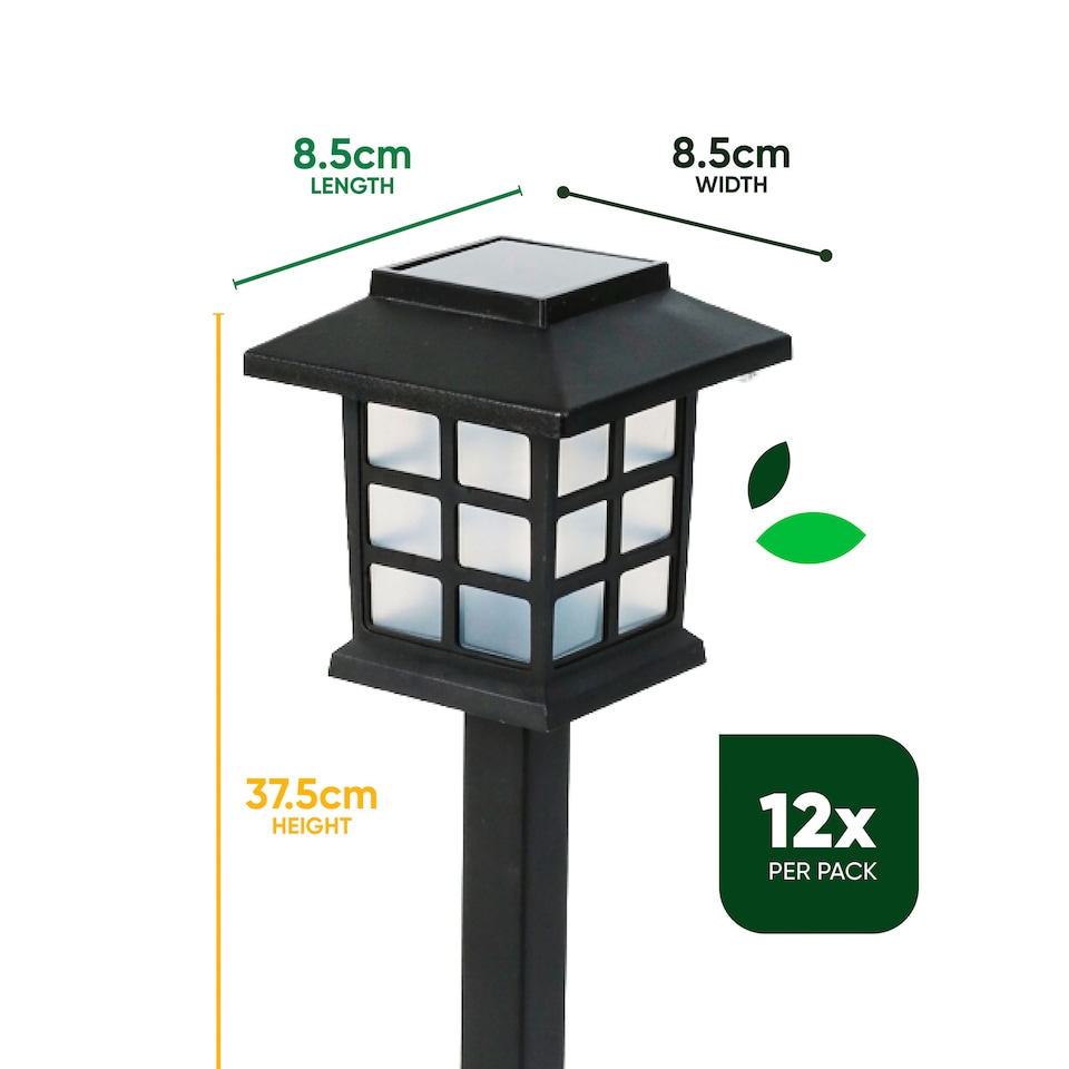 image 1 of Gardenwize 12 Pack Solar Pathway Lights Warm White LED