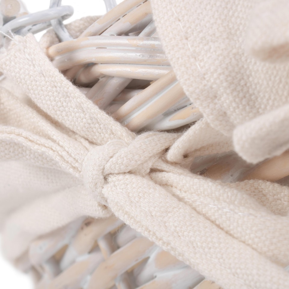 image 1 of Medium White Swing Handle Wicker Shopper with White Lining | White | White