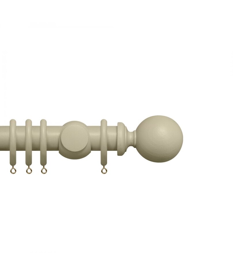Premium 35mm Wooden Curtain Pole Set - Stone Grey 470cm | Grey | Stone Grey