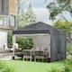 image 2 of Outsunny 3x3 (M) Pop Up Gazebo Party Tent w/ 2 Sidewalls, Weight Bags Dark Grey