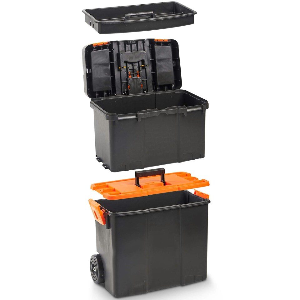 image 1 of VonHaus Large Toolbox with Wheels & Stackable Boxes