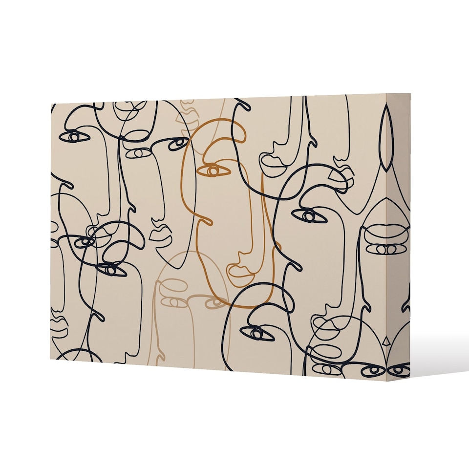 Continuous line drawing of faces (Canvas Print) / 46 x 31 x 4cm | Multi