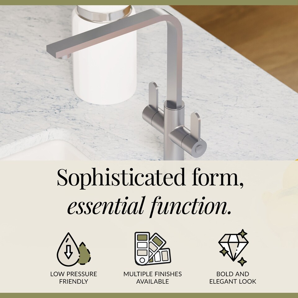 image 1 of Chara Kitchen Sink Mono Mixer Tap - Brushed Nickel Dual Lever Handles | Silver | Brushed Nickel | 1