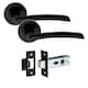 image 2 of Golden Grace 6 Pairs Indiana Design Door Handles on Round Rose in Matt Black Finish with 2.5" Tubular Latch - 52mm Diameter | Black | 6 Pairs