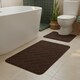 image 2 of 2 Piece Block Design Memory Foam Bath Mat Set Soft Absorbent Non-Slip Bathroom | Brown