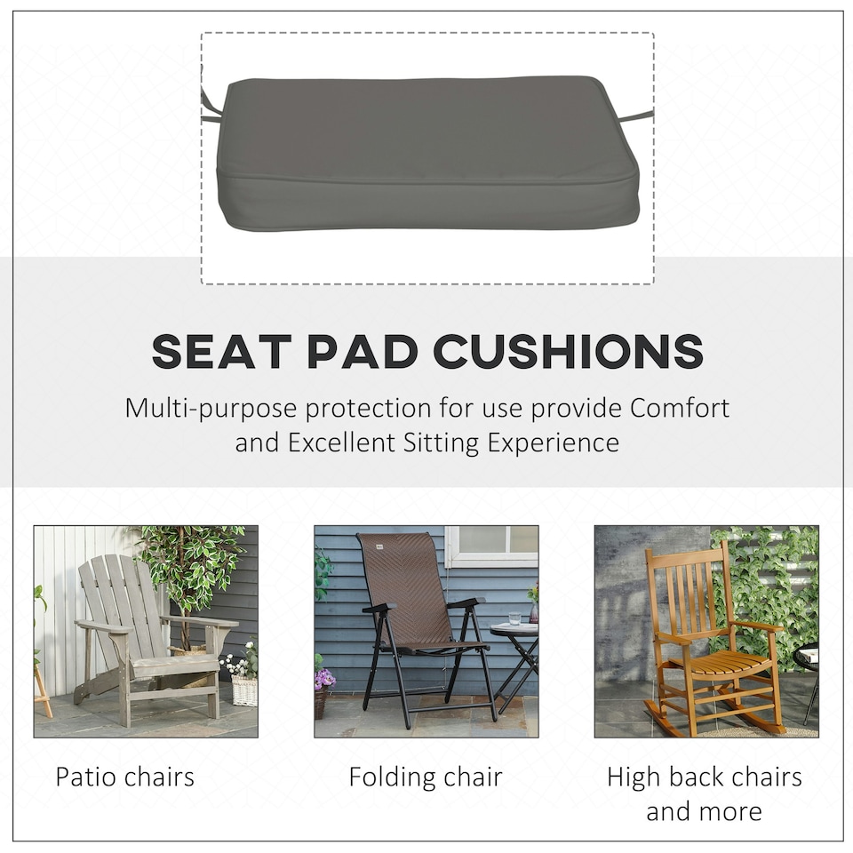 image 1 of Outsunny Set of 6 Chair Cushion Seat Pads Dining Chair w/ Straps Outdoor Grey 