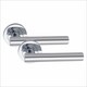 image 2 of Golden Grace 5 Pairs Straight T-Bar Classic Door Handles in Polished Chrome Finish with Spindle and Fixings Chrome