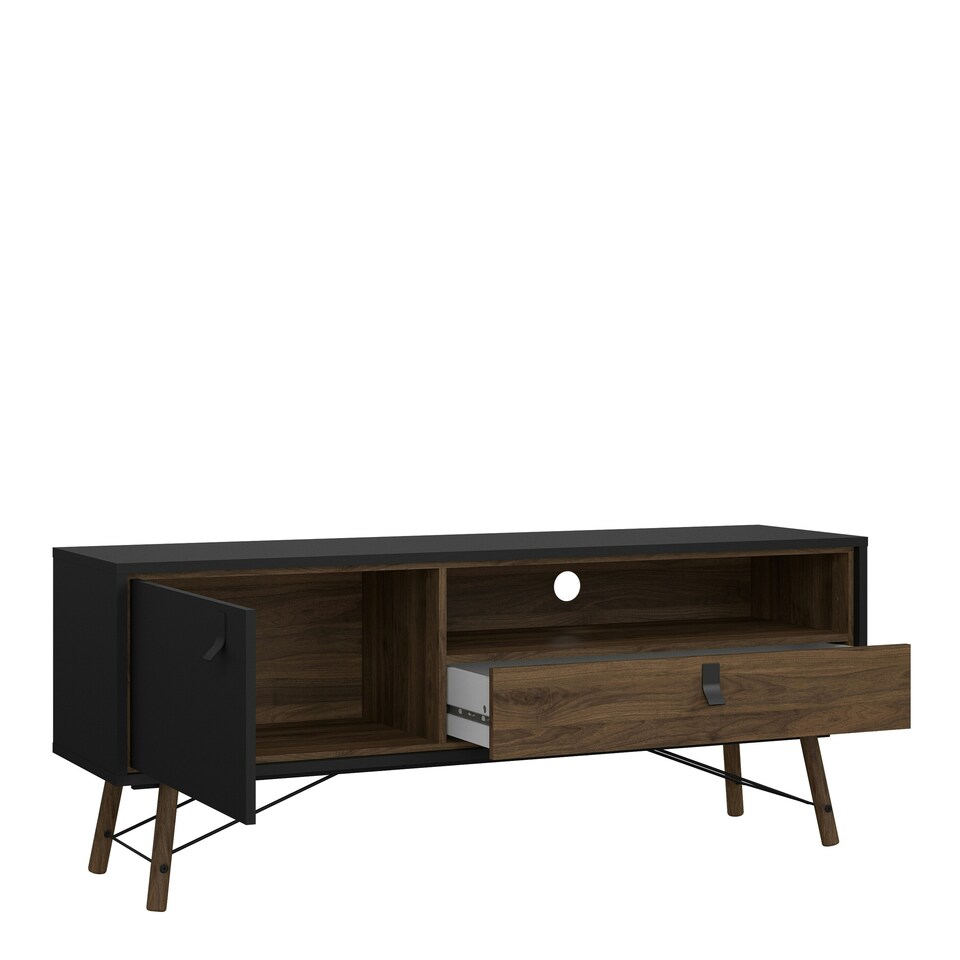 image 1 of Ry TV Unit 1 Door 1 Drawer in Matt Black Walnut