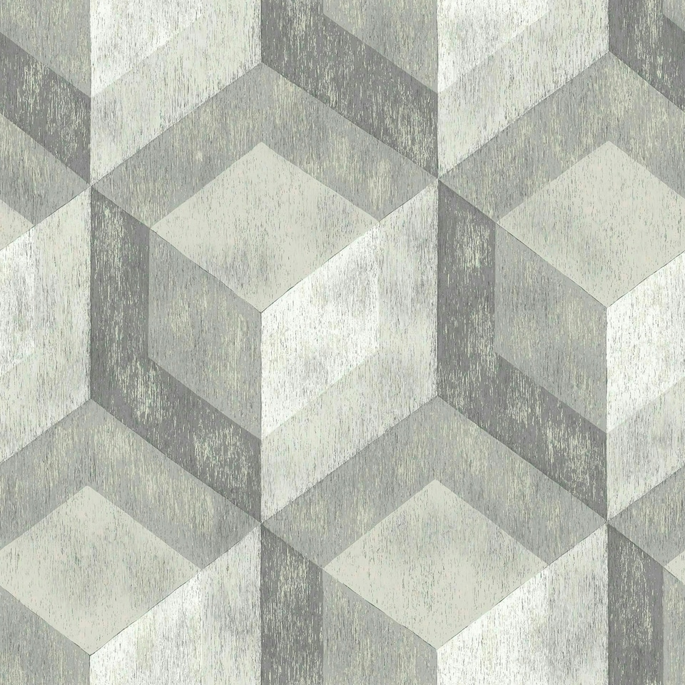 image 1 of NuWallpaper NU2085 Bauhaus Weathered Wood Peel & Stick Wallpaper, Grey Multi