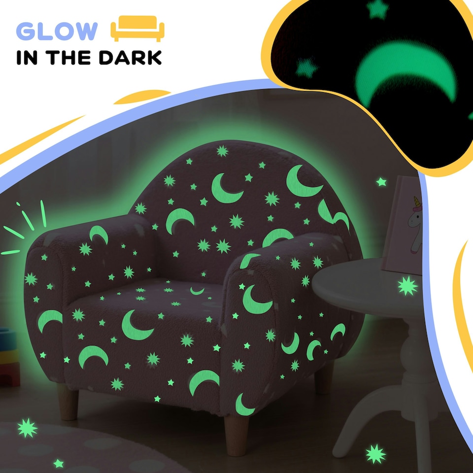 image 1 of AIYAPLAY Kids Armchair, Glow in the Dark Chair for Bedroom 