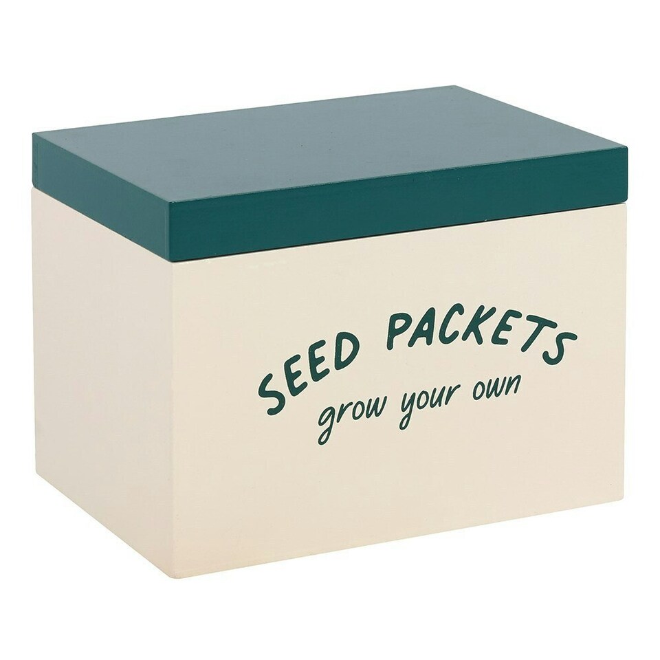 image 1 of Something Different Seeds Storage Box - Beige/Teal - One Size