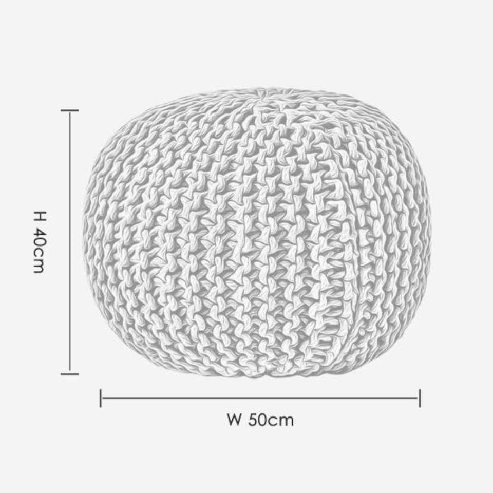 image 1 of Homescapes Mustard Macrame Knitted Pouffe - 40 x 50 cm