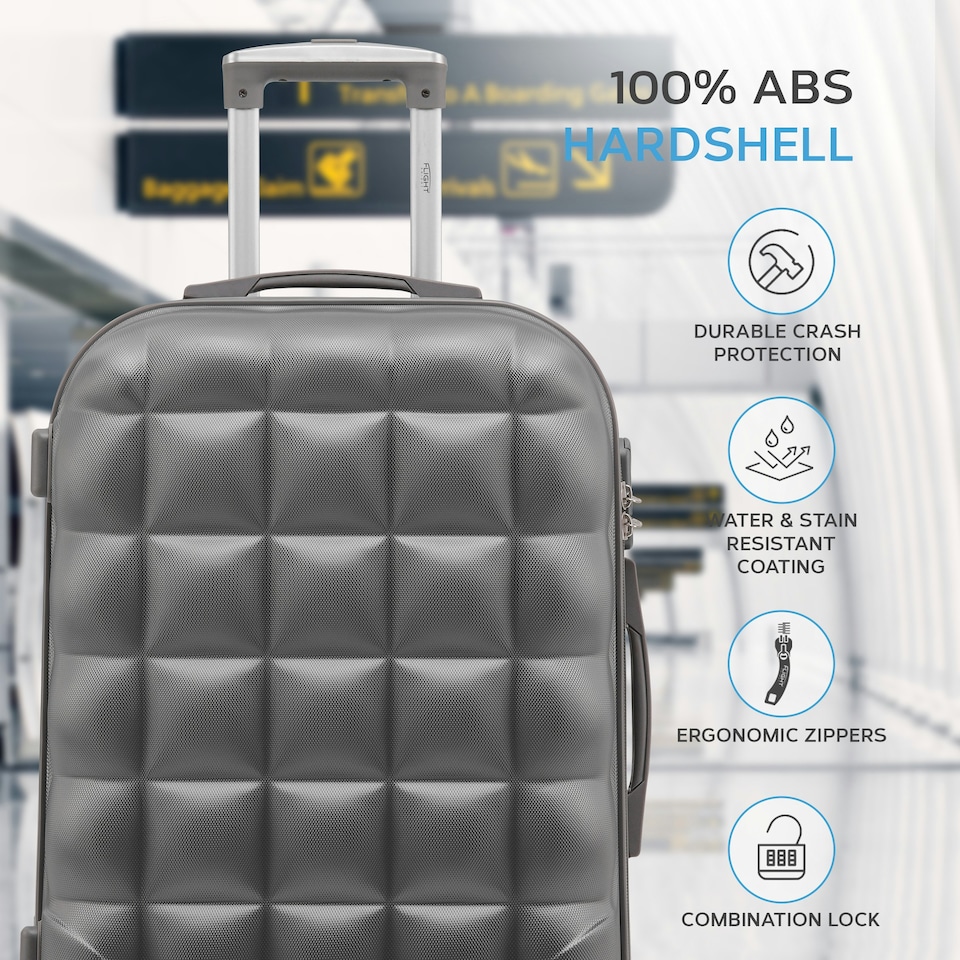 image 1 of Flight Knight Bubble Suitcase Ryanair easyJet Jet2 Approved 8 Wheel Hardcase Suitcases Cabin or Medium & Large Check-in Sizes | Grey | Anthracite | Medium