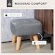 image 4 of HOMCOM Modern Tufted Footstool, Fabric Foot Stool with Rubber Wood Legs, Padded Seat, for Living Room, Bedroom, Entryway, Grey | Grey