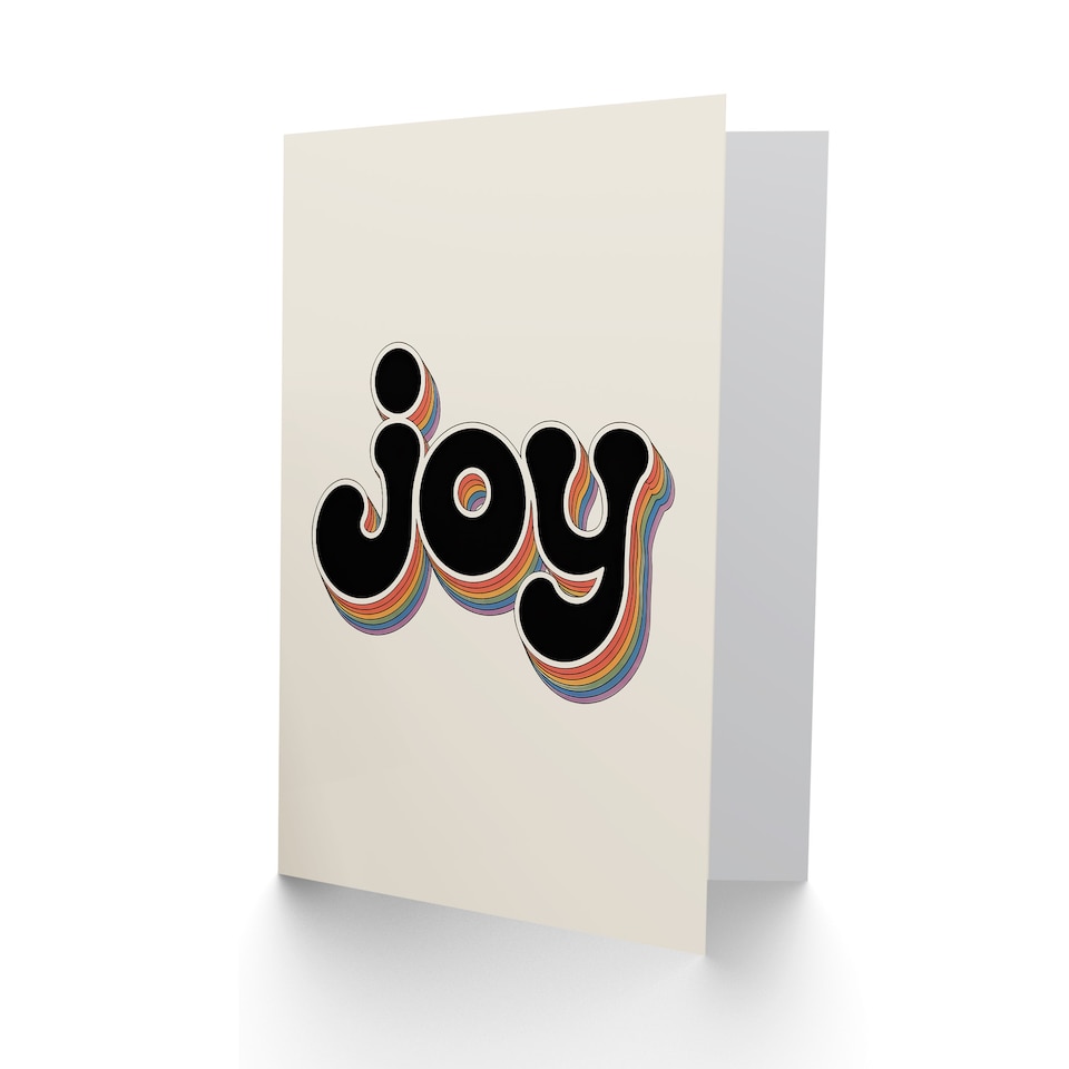 image 1 of Joy Vibrant Retro Rainbow Font Typography Word Friendship Day Greeting Card