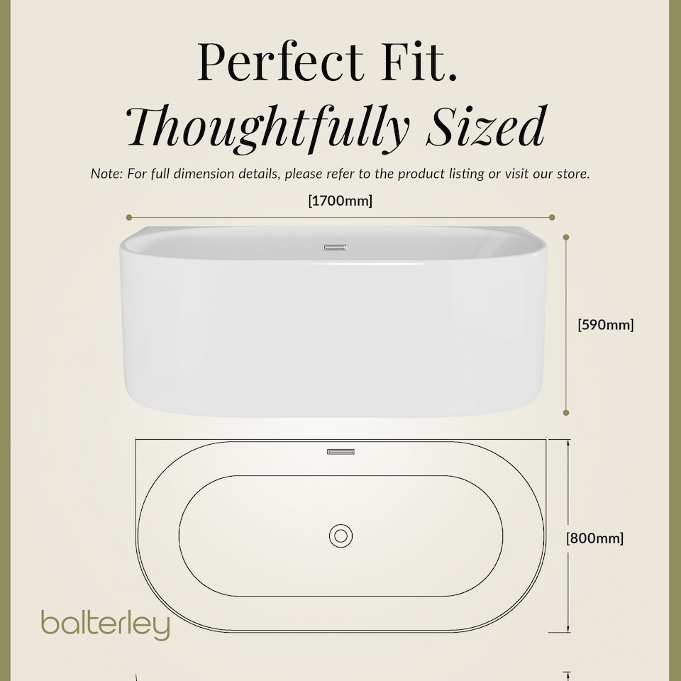 image 1 of Contemporary Back To Wall Freestanding Bath 1700mm x 750mm | White | White | 1700 x 750 x 590mm