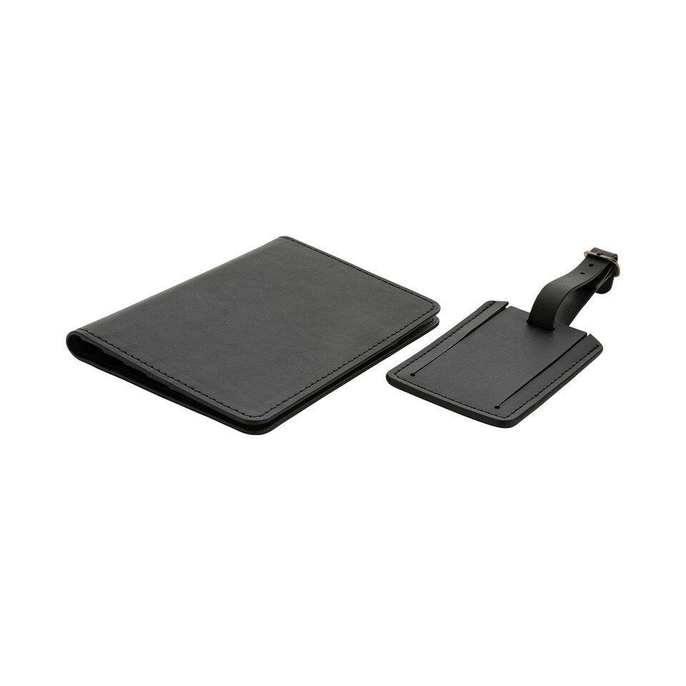 image 1 of Swiss Peak Recycled PU Travel Set - Black - One Size Black