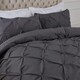image 2 of OHS Pinch Pleat Diamond Pintuck Duvet Cover and Pillowcase Set, King - Charcoal